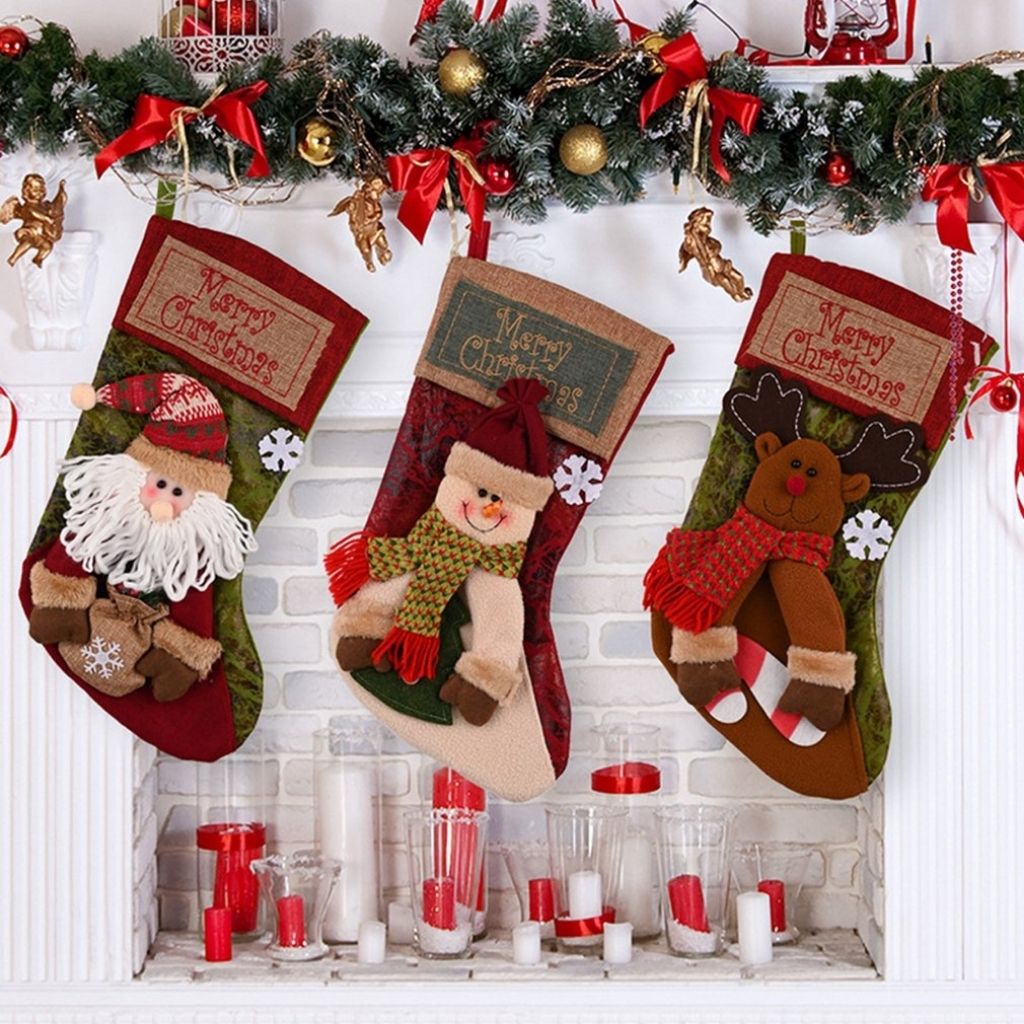 Holiday gift holder with soft reindeer accent and layered festive fabric design