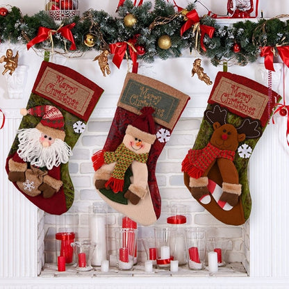 Holiday gift holder with soft reindeer accent and layered festive fabric design