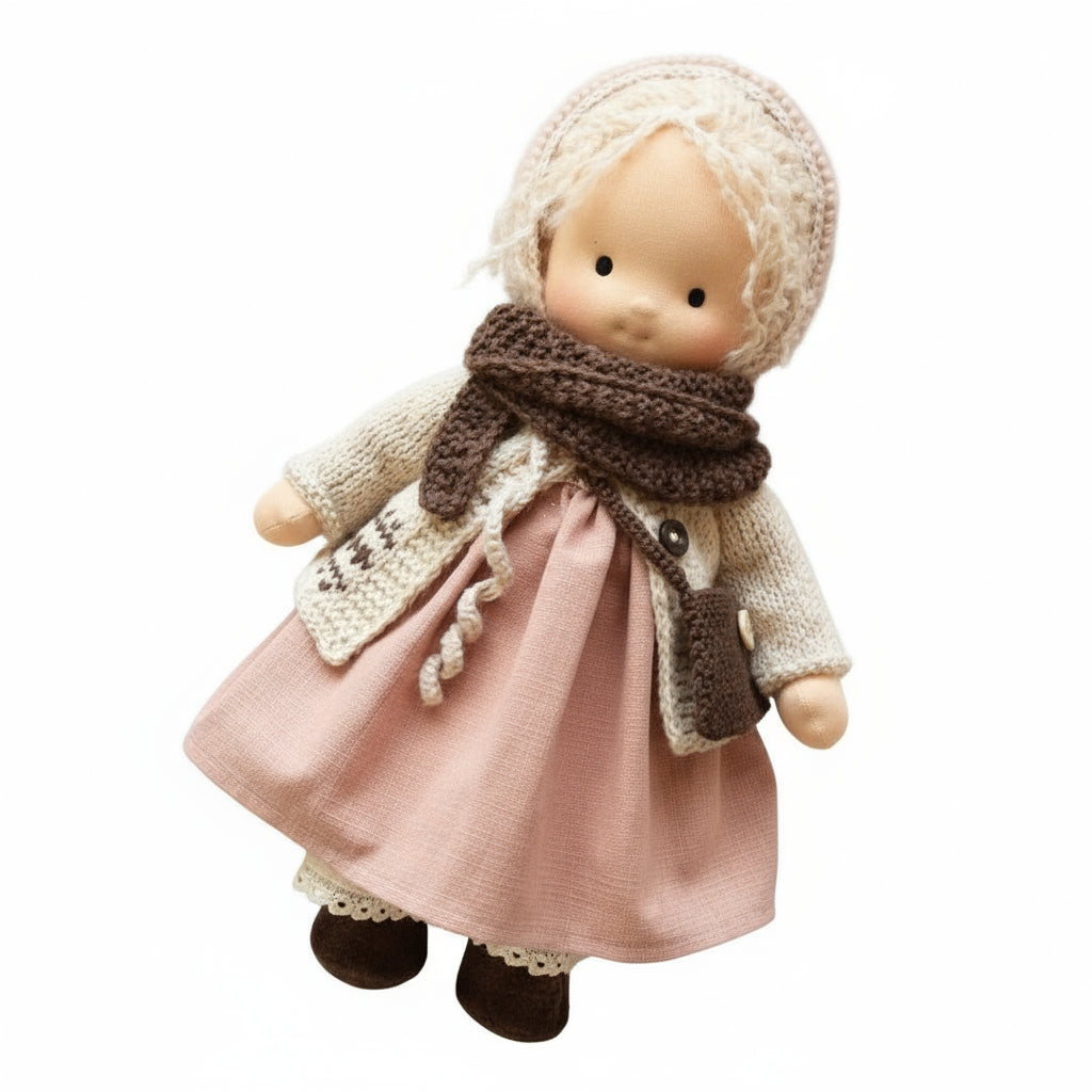 EloraCotton | Soft Charming Handmade Waldorf Doll for Imaginative Play 24