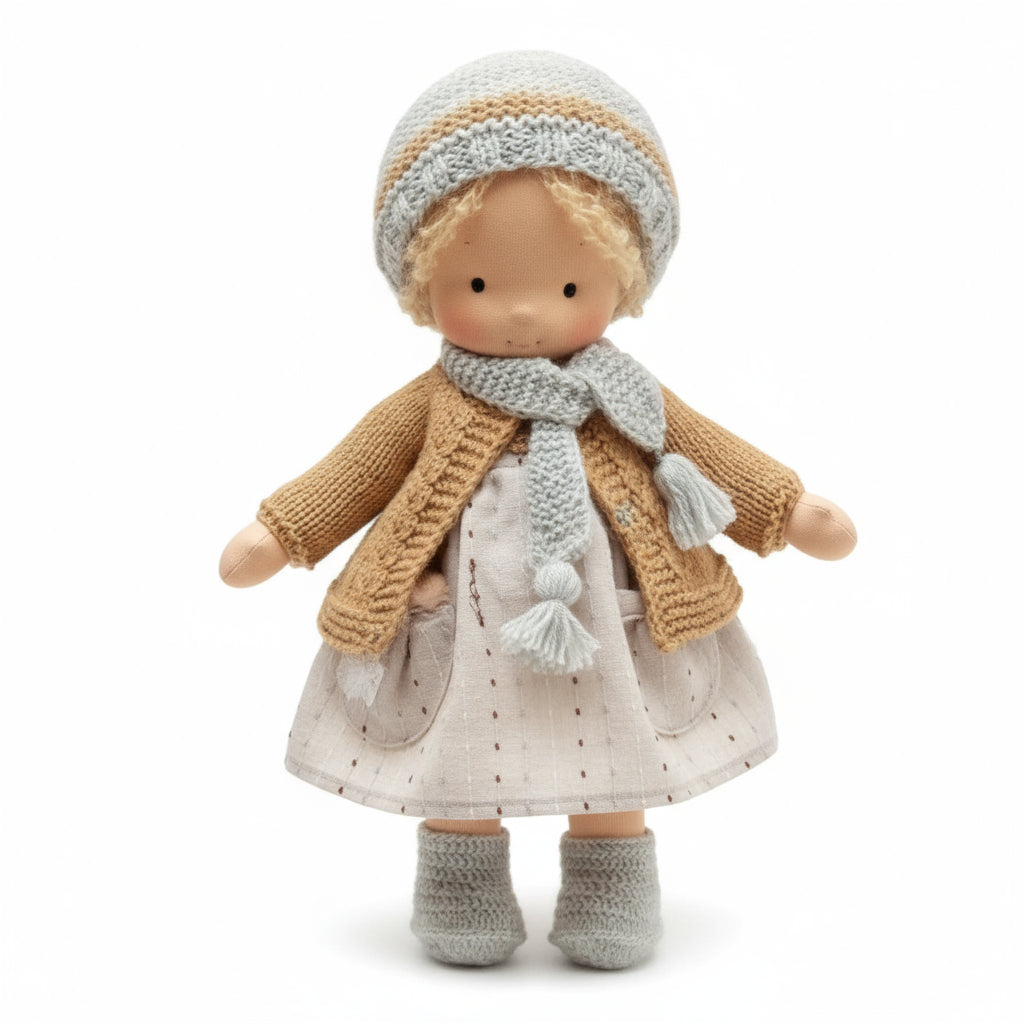 EloraCotton | Soft Charming Handmade Waldorf Doll for Imaginative Play 29