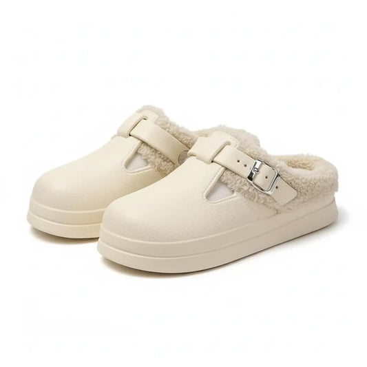 Warm Fuzzy Women's Slippers with Waterproof Sole - Lusomart