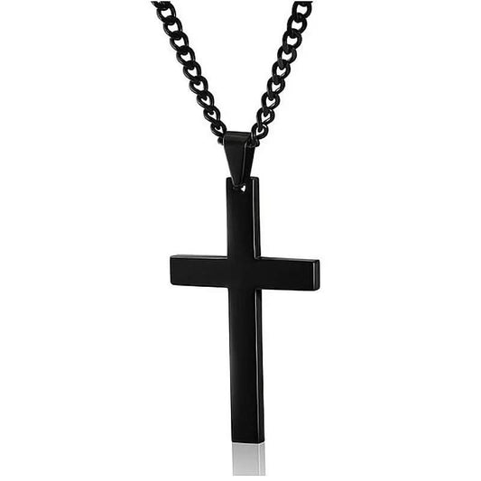 Timeless Mens Cross Necklace with Strong Metal Chain - Lusomart