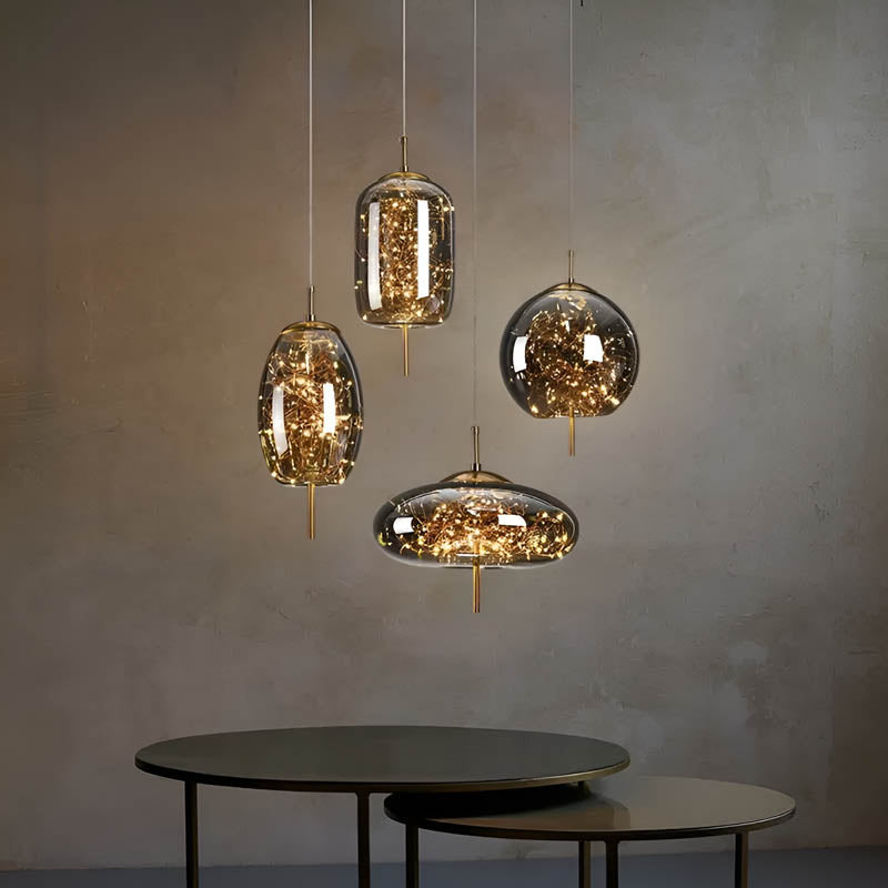 Sleek Black Glass Pendant Lighting Fixture