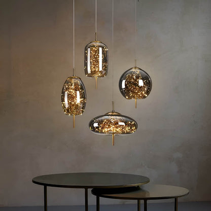 Sleek Black Glass Pendant Lighting Fixture