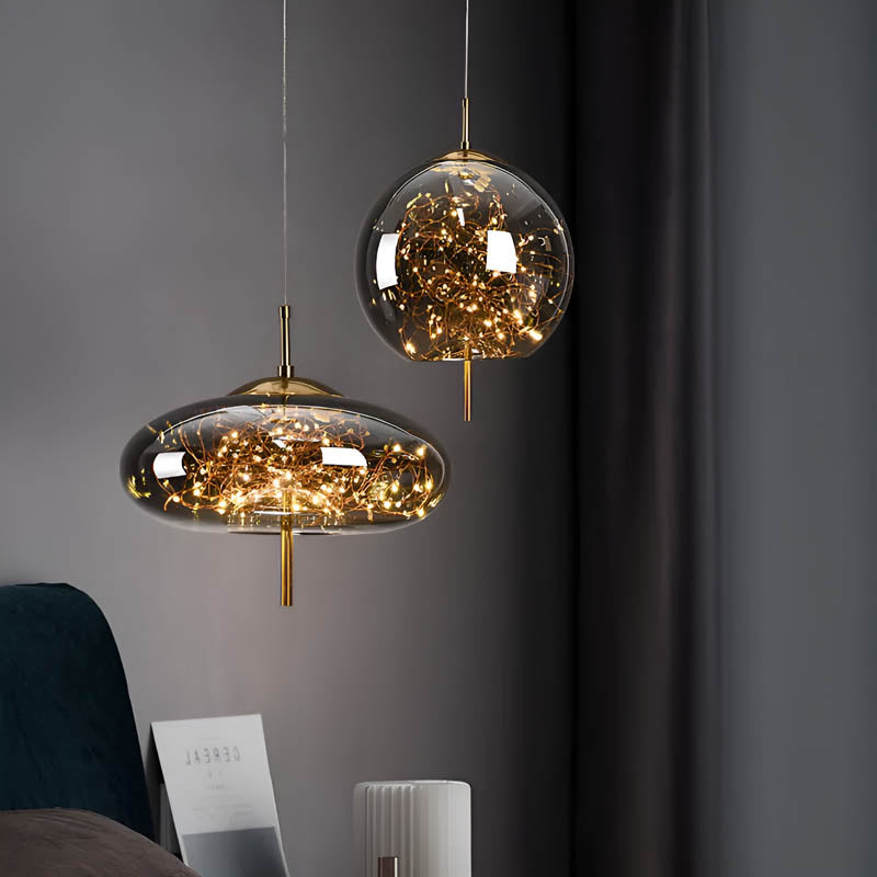 Sleek Black Glass Pendant Lighting Fixture