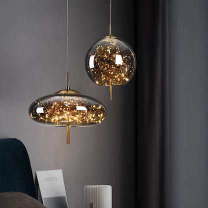 Sleek Black Glass Pendant Lighting Fixture