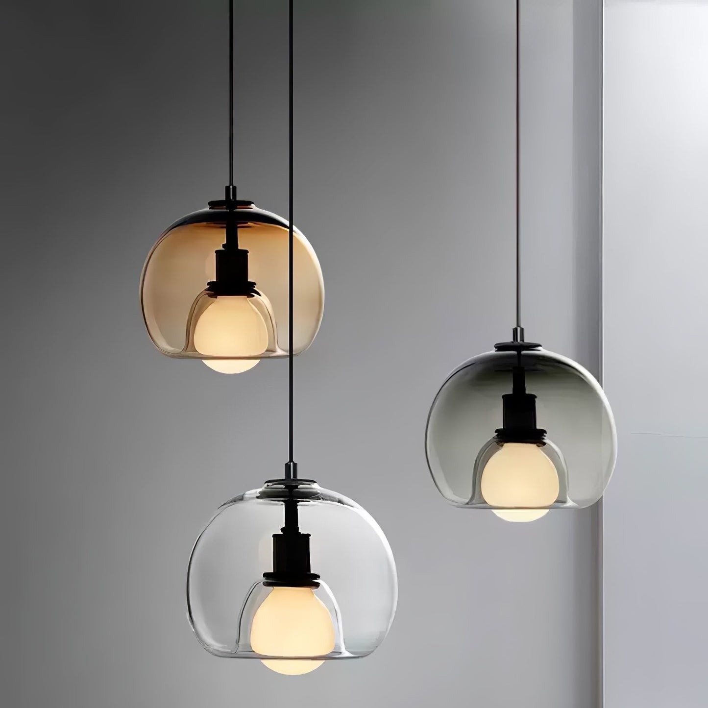 Edgy Black Glass Hanging Lamp