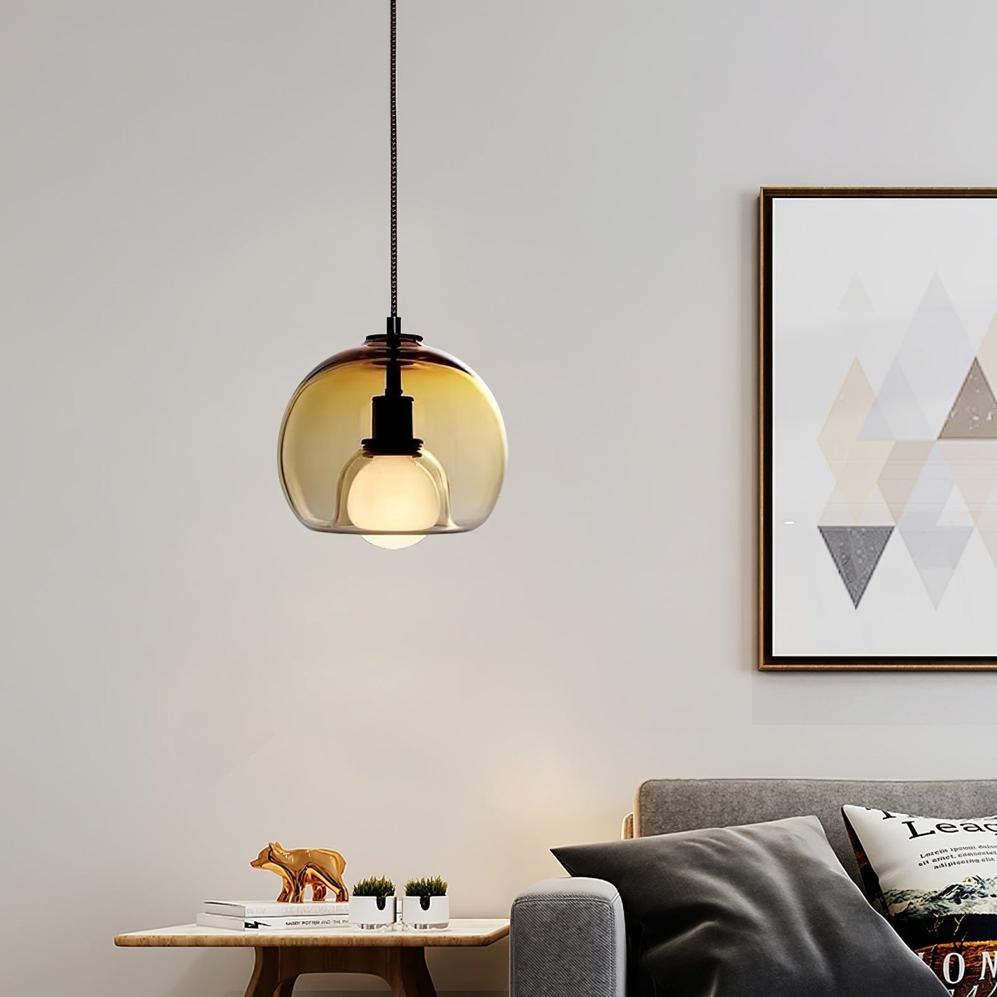 Edgy Black Glass Hanging Lamp