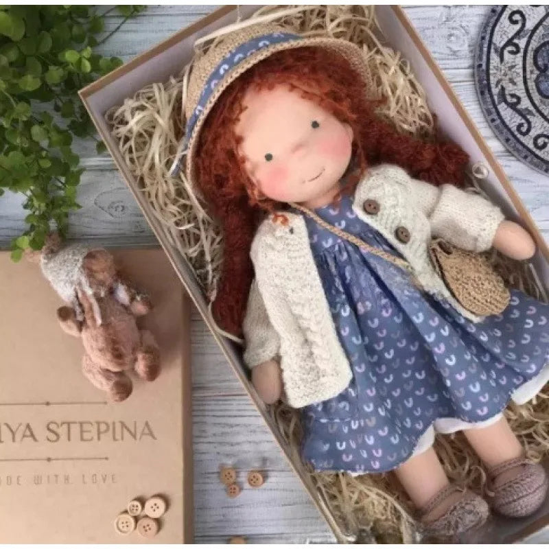 Emma | Handmade Cotton Plush Doll – Waldorf Soft Toy with Fabric Box | Adorable & Cuddly | For Kids’ Birthday & Everyday Fun 11