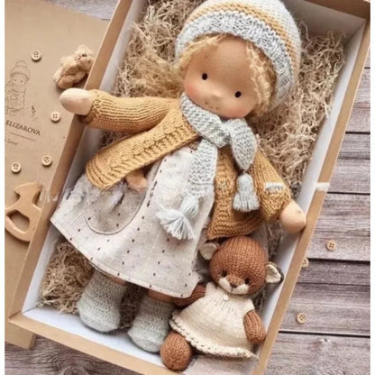Emma | Handmade Cotton Plush Doll – Waldorf Soft Toy with Fabric Box | Adorable & Cuddly | For Kids’ Birthday & Everyday Fun 12