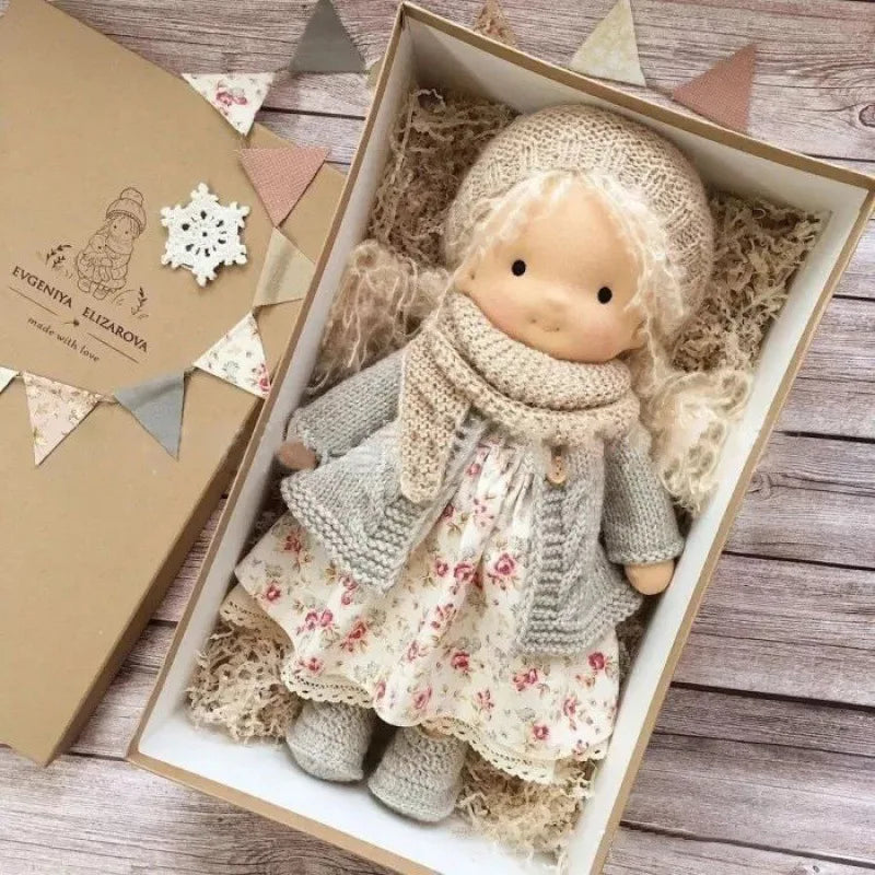 Emma | Handmade Cotton Plush Doll – Waldorf Soft Toy with Fabric Box | Adorable & Cuddly | For Kids’ Birthday & Everyday Fun 4