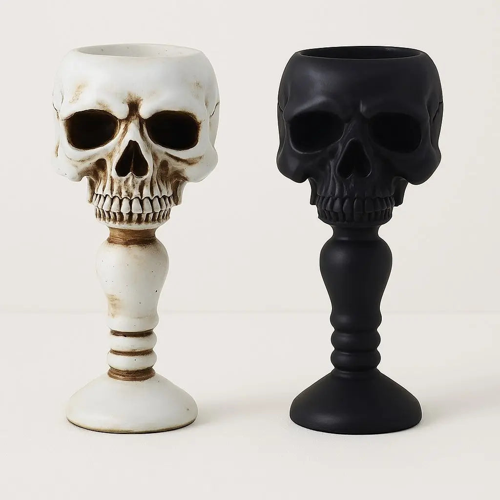  Realistic skull candle holder front detail  gothic Halloween home decor with intricate bone craftsmanship
