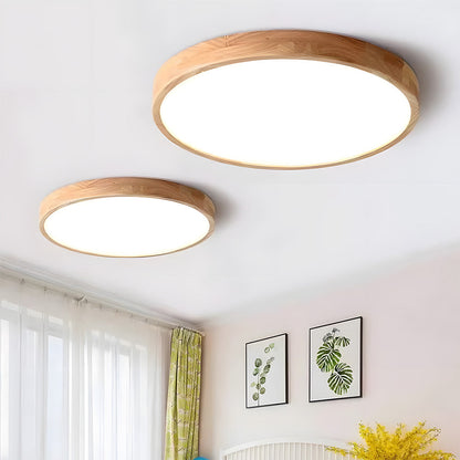 Erlivon | Modern Minimalist LED Wood Flush Mount Ceiling Light Fixture 1