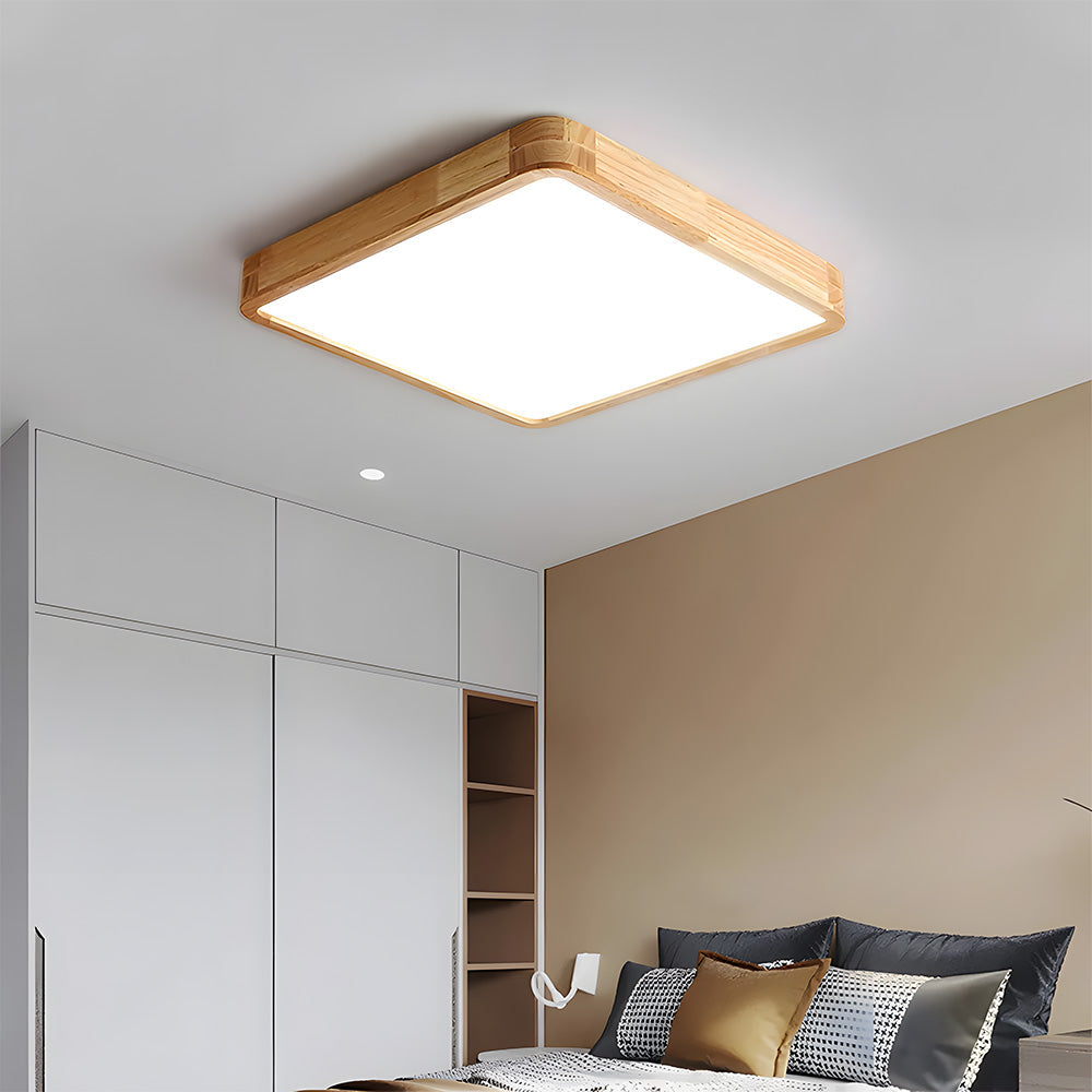 Erlivon | Modern Minimalist LED Wood Flush Mount Ceiling Light Fixture 10