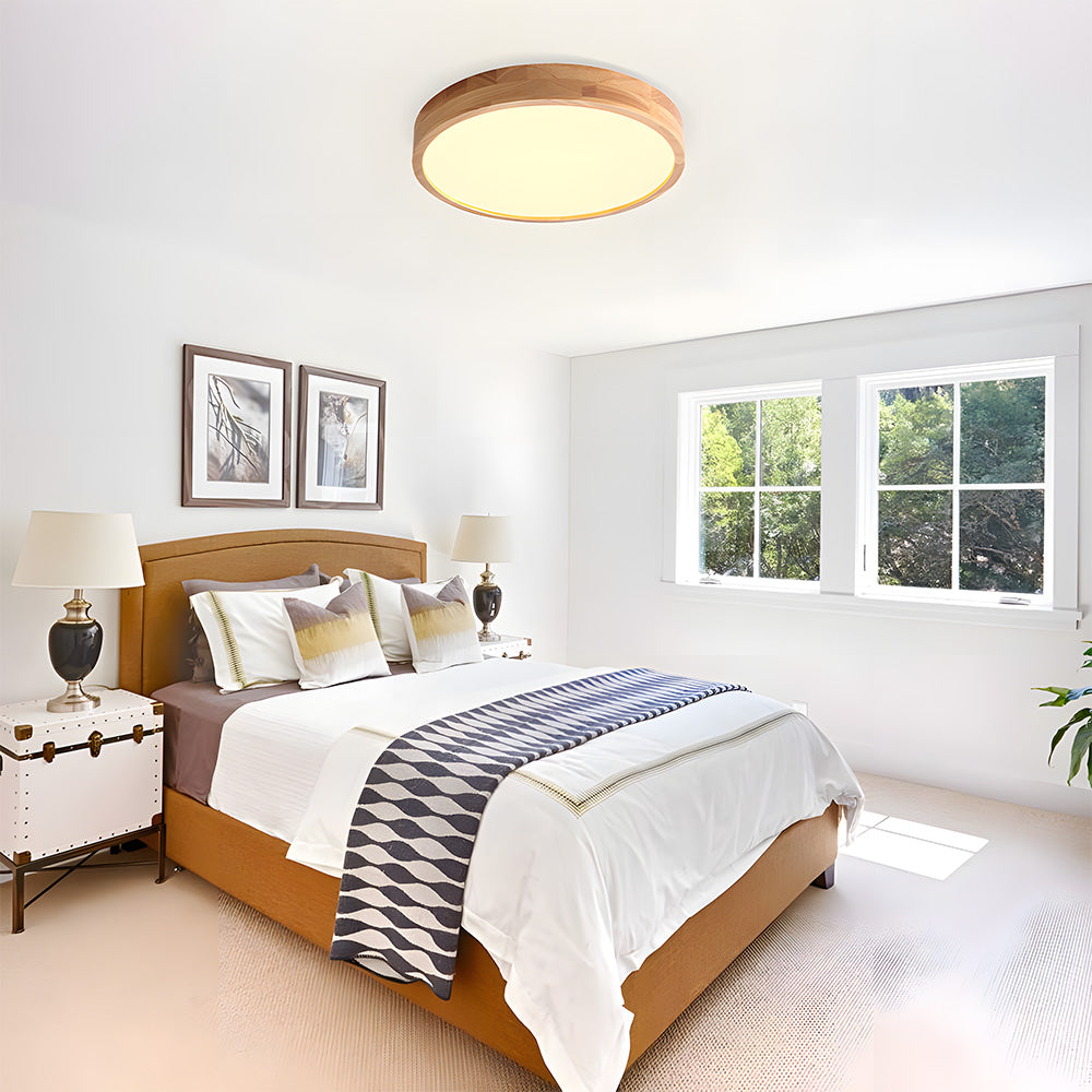 Erlivon | Modern Minimalist LED Wood Flush Mount Ceiling Light Fixture 11