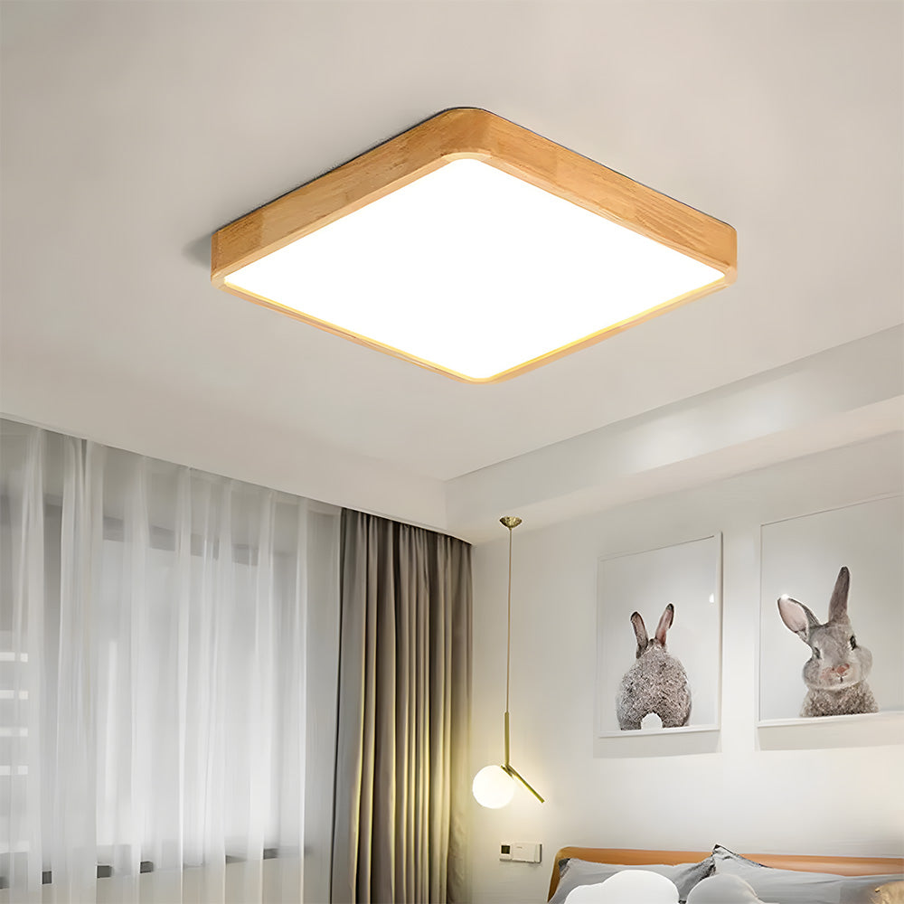 Erlivon | Modern Minimalist LED Wood Flush Mount Ceiling Light Fixture 14