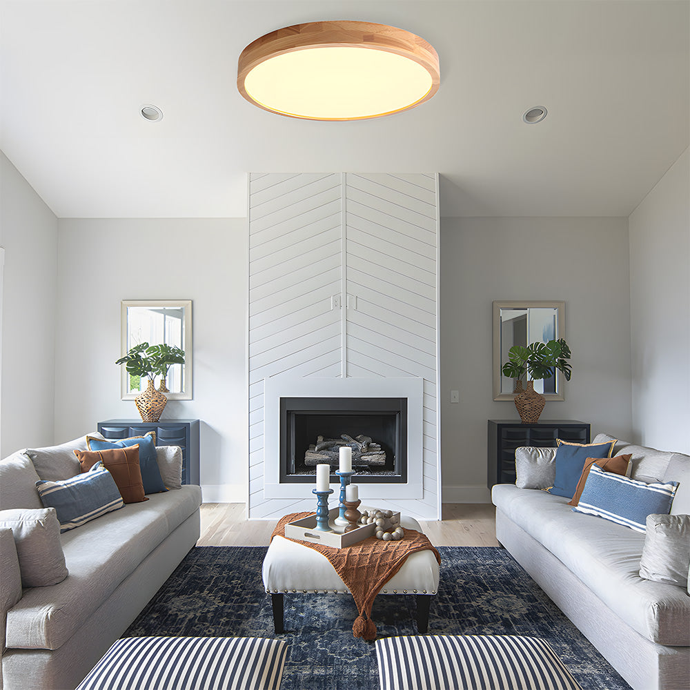 Erlivon | Modern Minimalist LED Wood Flush Mount Ceiling Light Fixture 19