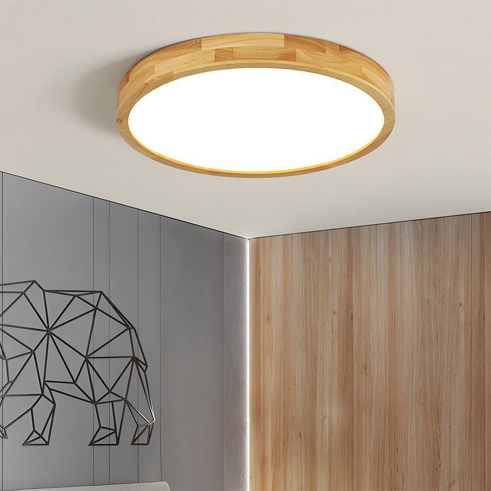 Erlivon | Modern Minimalist LED Wood Flush Mount Ceiling Light Fixture 7