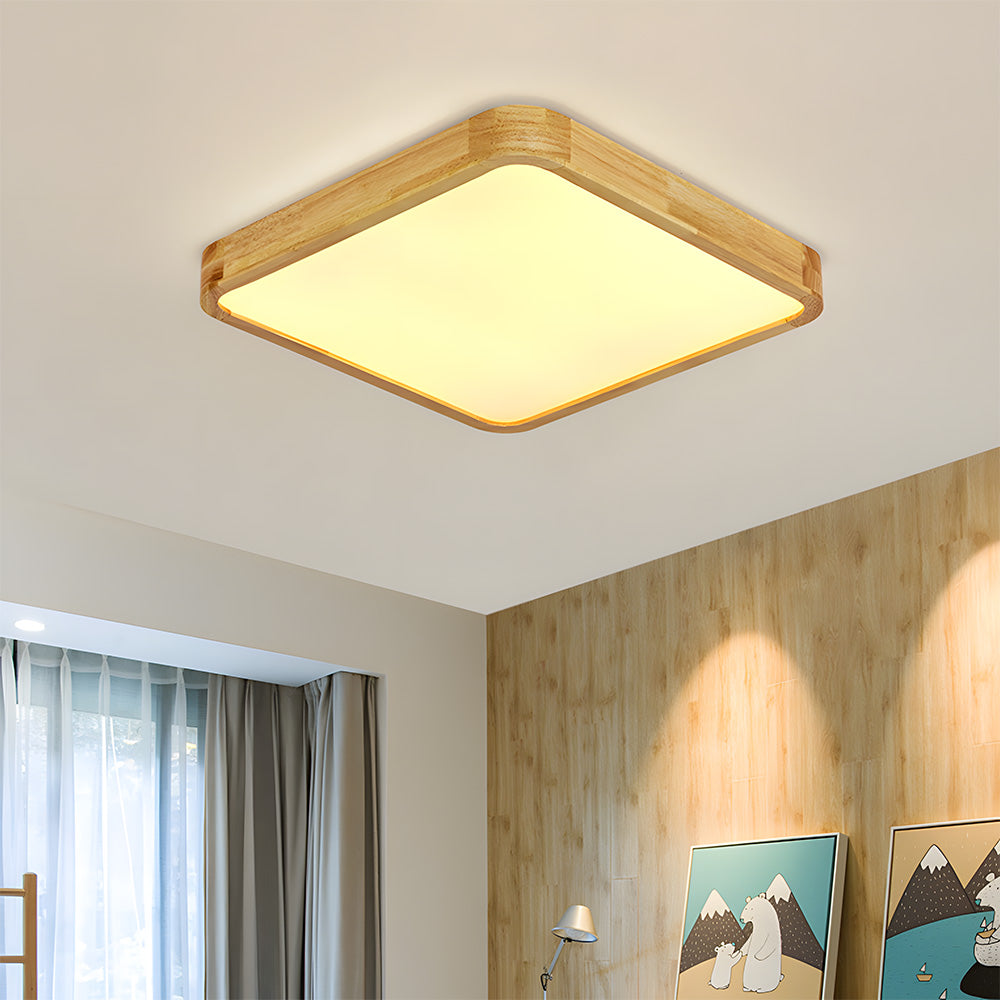 Erlivon | Modern Minimalist LED Wood Flush Mount Ceiling Light Fixture 9