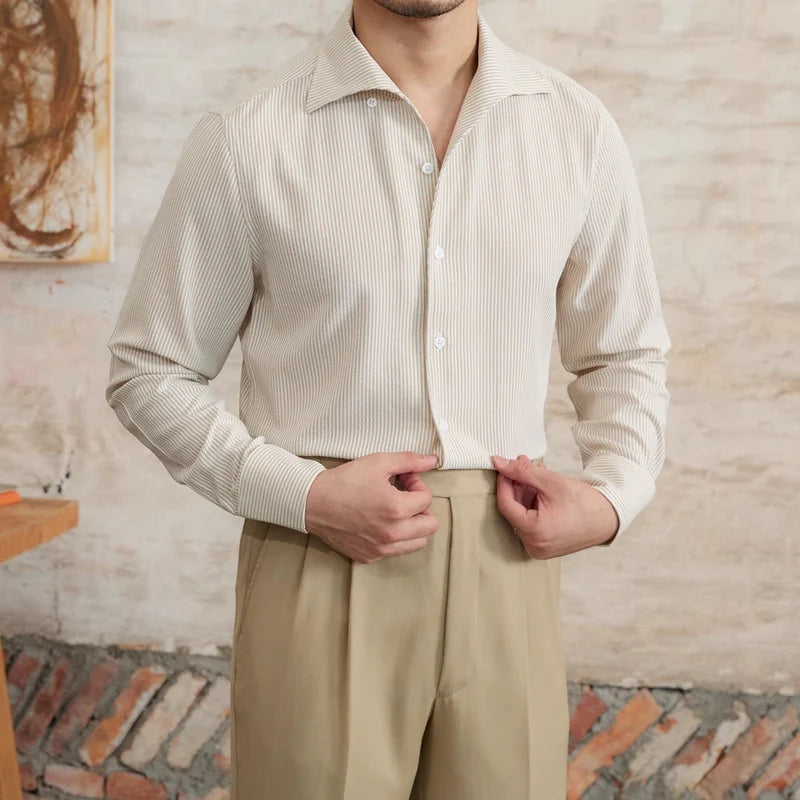 Slim Fit Men's Patterned Dress Shirt with Contemporary Style - Lusomart