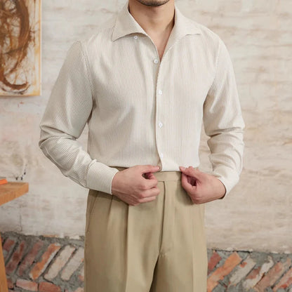 Slim Fit Men's Patterned Dress Shirt with Contemporary Style - Lusomart
