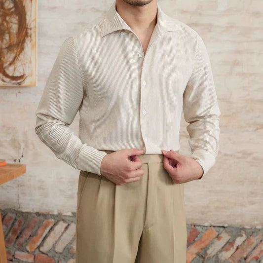 Slim Fit Men's Patterned Dress Shirt with Contemporary Style - Lusomart