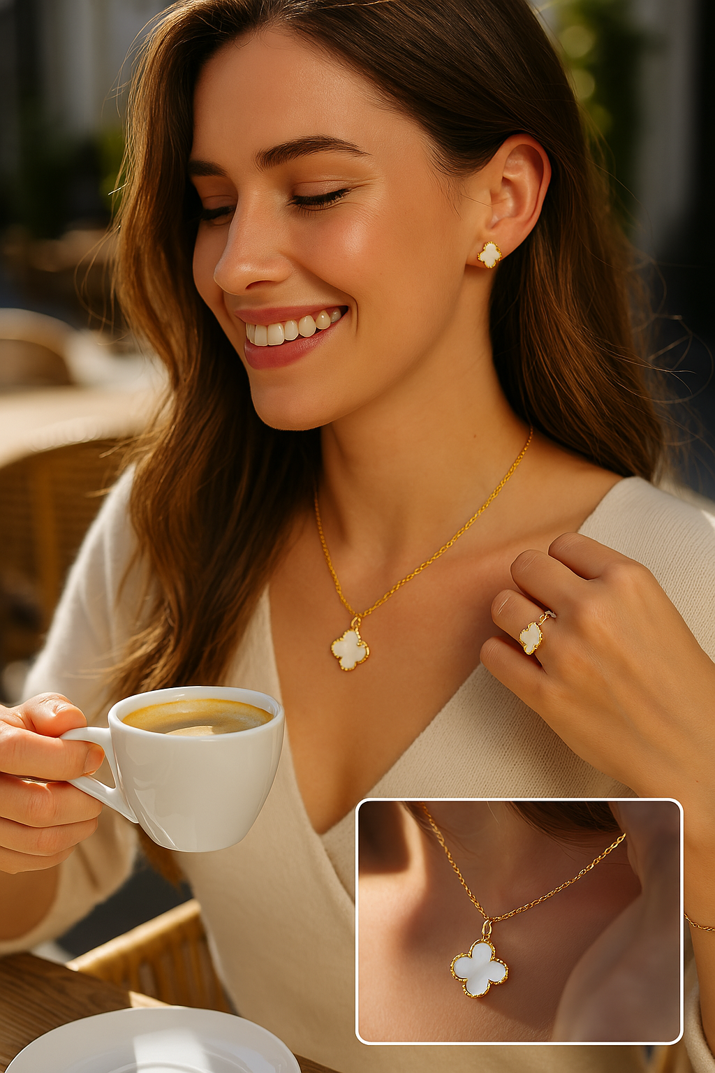 Hypoallergenic Floral Necklace Earrings and Bracelet Set