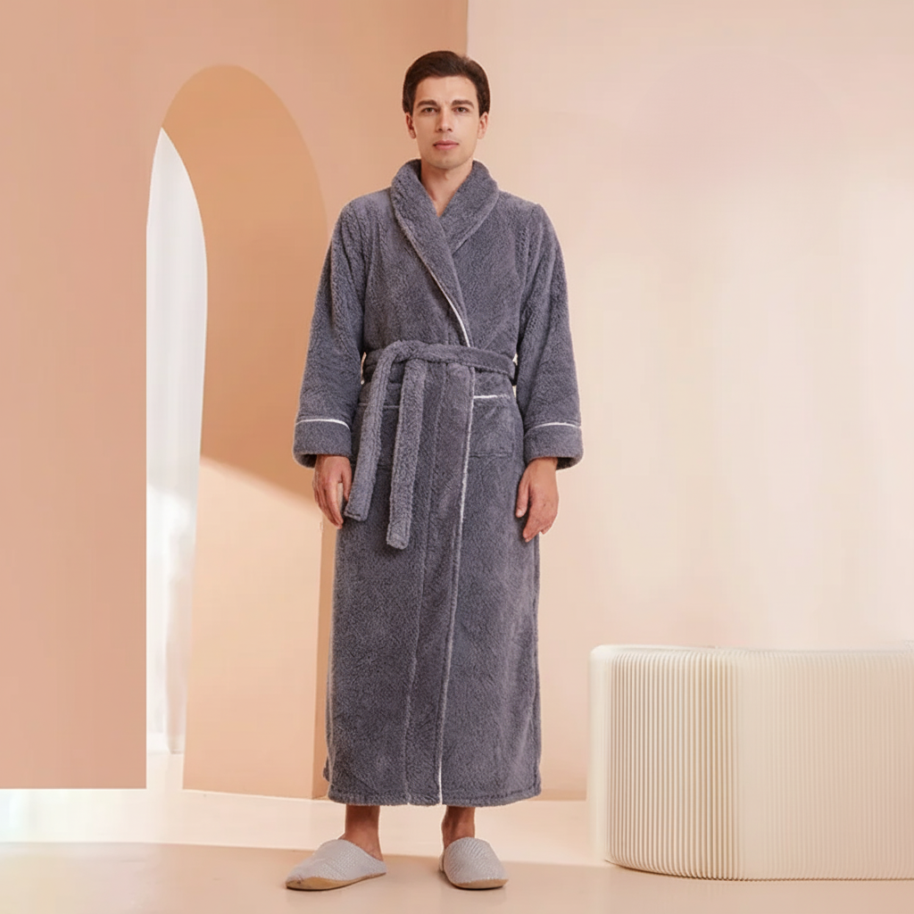 Cozy Plush Long Sleeve Bath Robe