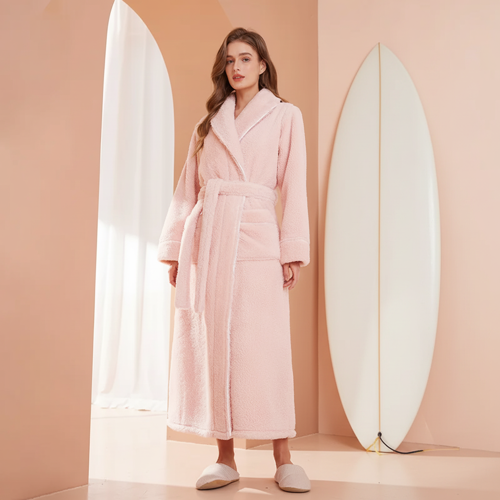 Cozy Plush Long Sleeve Bath Robe