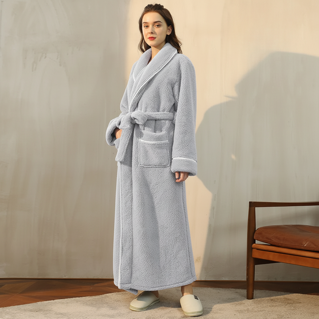 Cozy Plush Long Sleeve Bath Robe