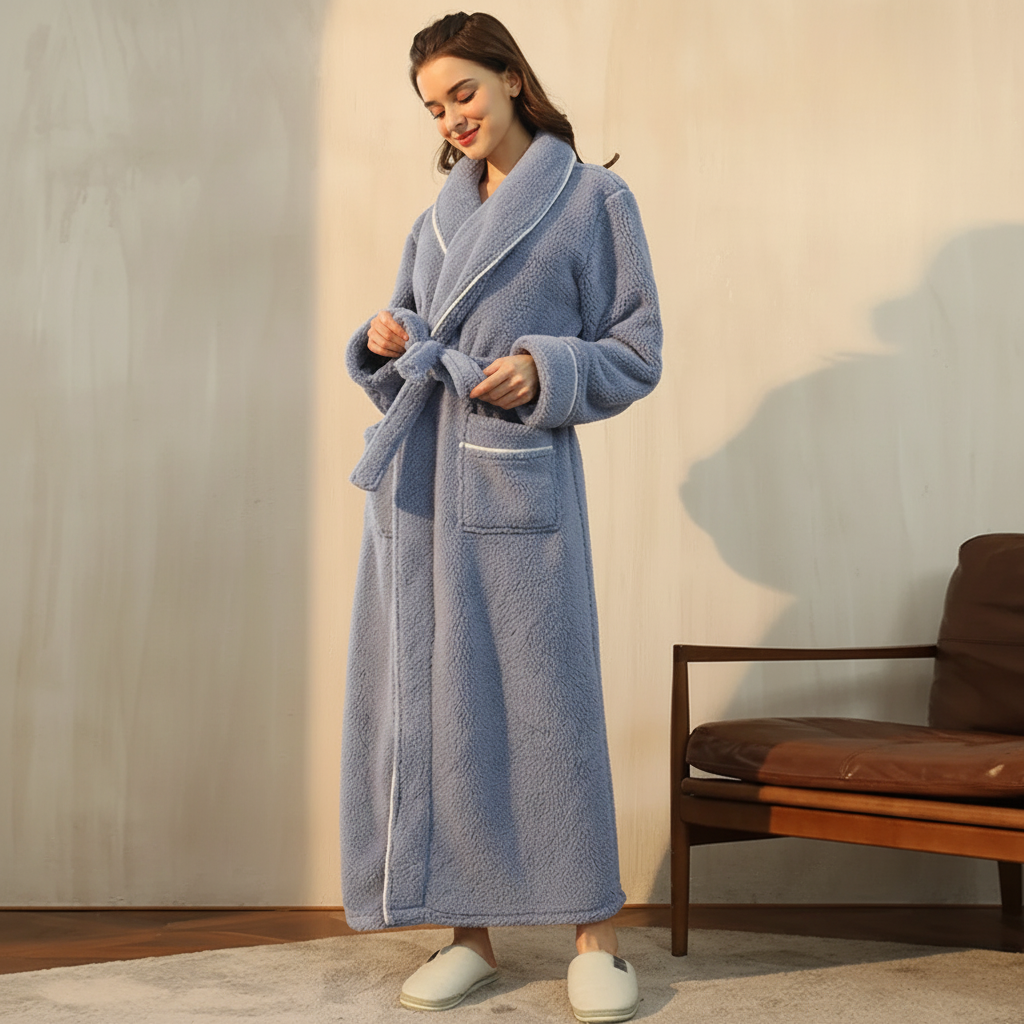 Cozy Plush Long Sleeve Bath Robe