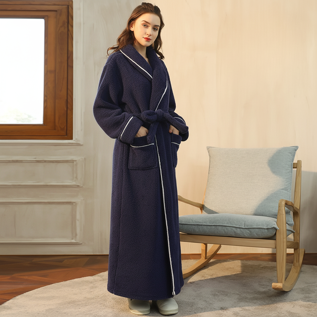 Cozy Plush Long Sleeve Bath Robe