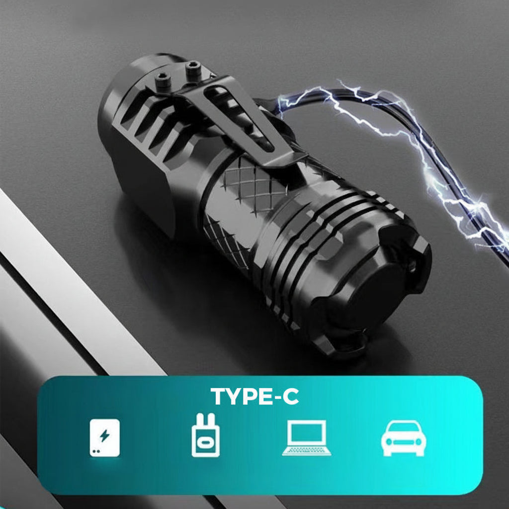 Small LED Pocket Rechargeable Water Resistant Flashlight