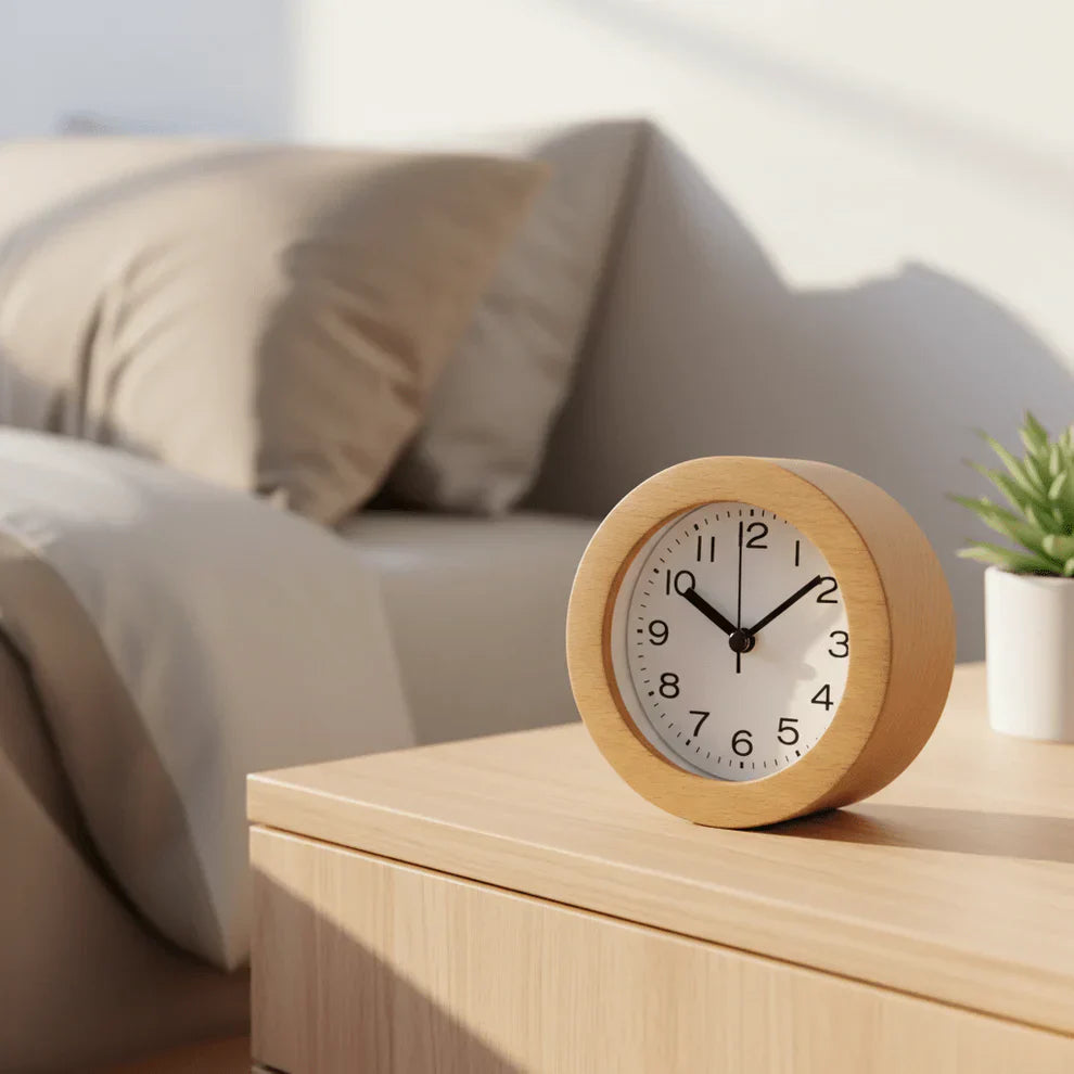 Calming Wood Alarm Clock with Soft Night Light - Lusomart