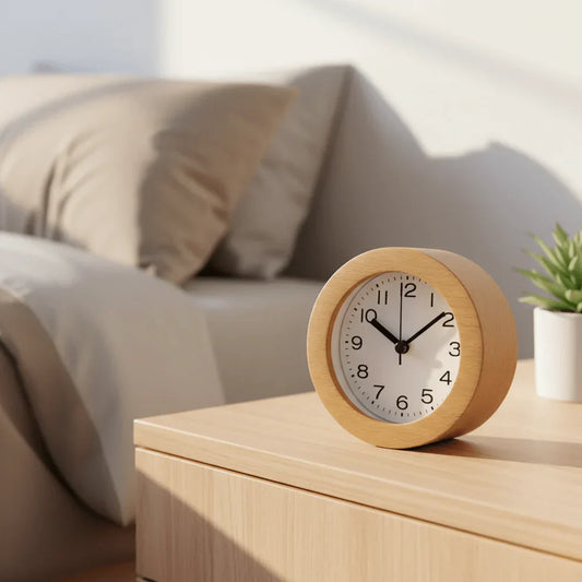 Calming Wood Alarm Clock with Soft Night Light - Lusomart