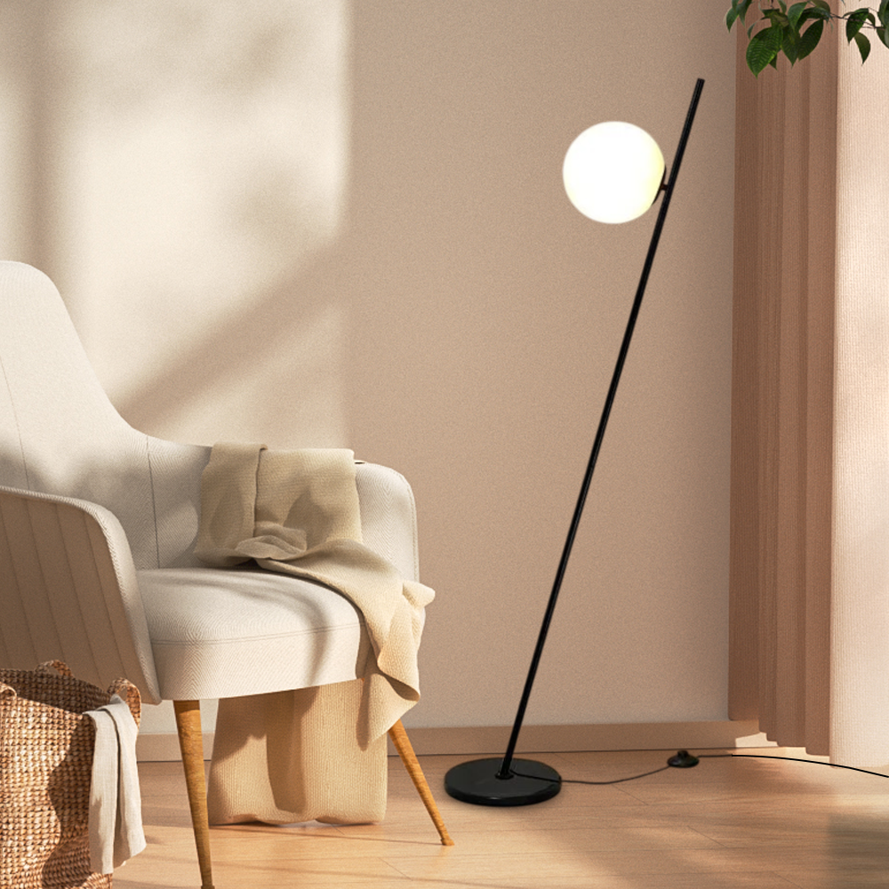 Nordic Black Floor Lamp Metal Glass Living Room-3
