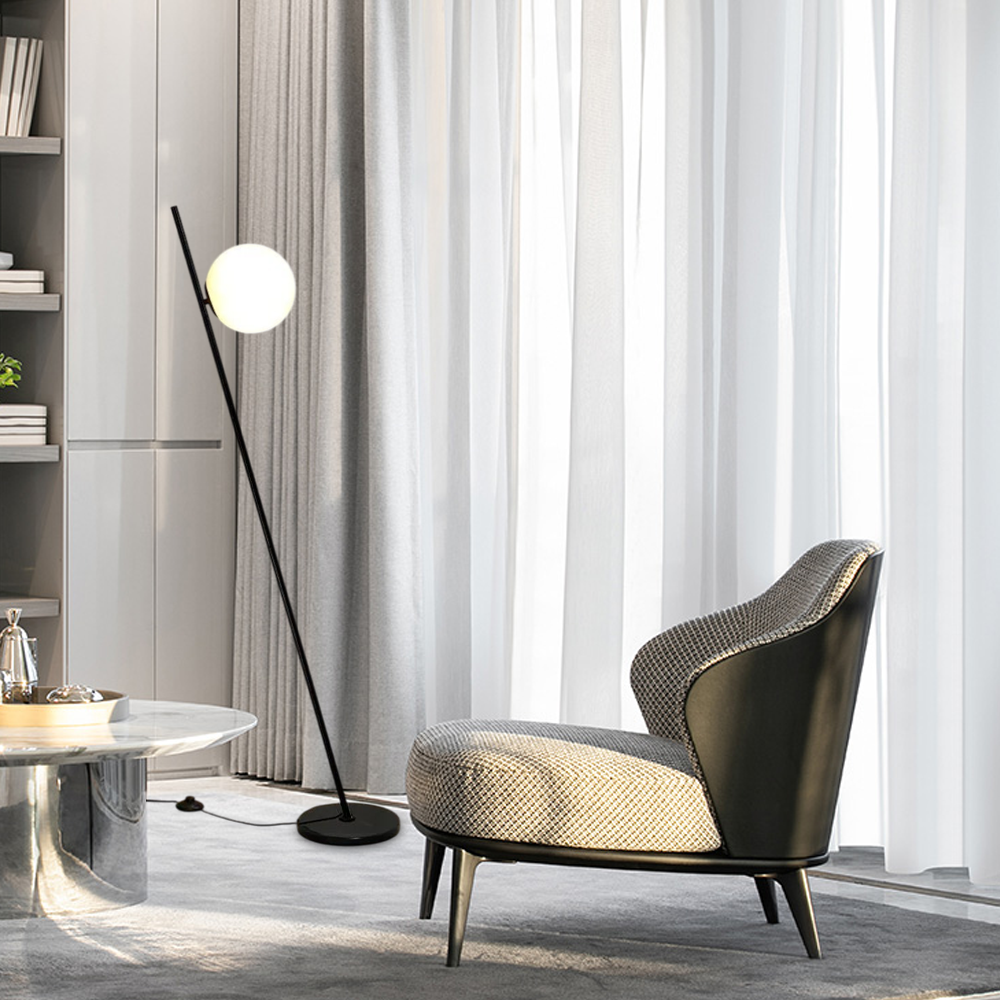Sleek Dark Glass Table Floor Lamp - Lusomart