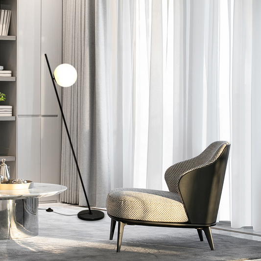 Sleek Dark Glass Table Floor Lamp - Lusomart