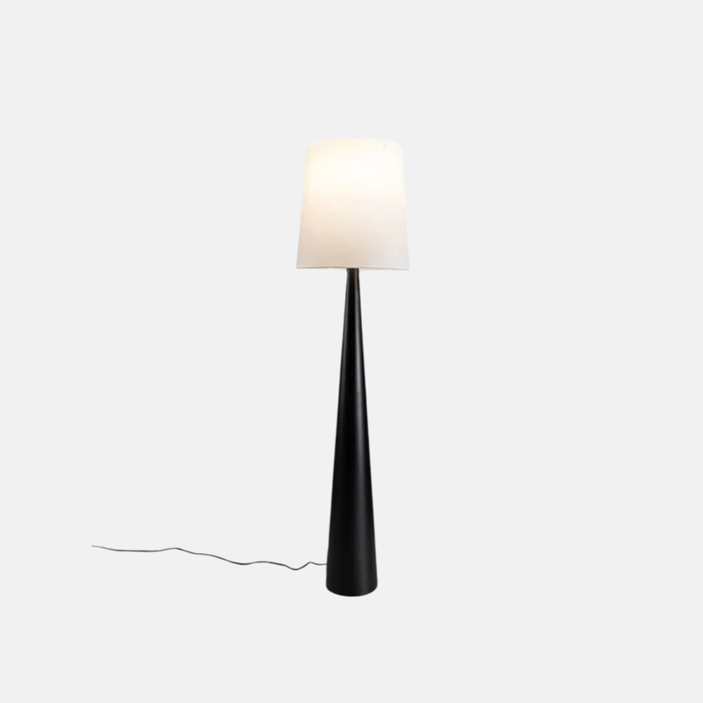 Modern Black Floor Lamp Metal Fabric Cone Dining Room-2