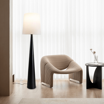 Slim Dark Floor Lamp with Linen Shade - Lusomart