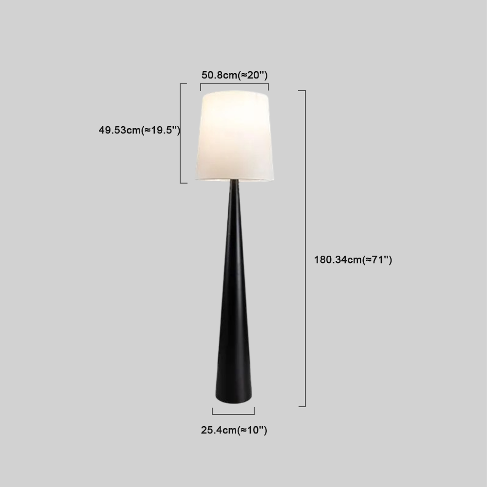 Modern Black Floor Lamp Metal Fabric Cone Dining Room-5