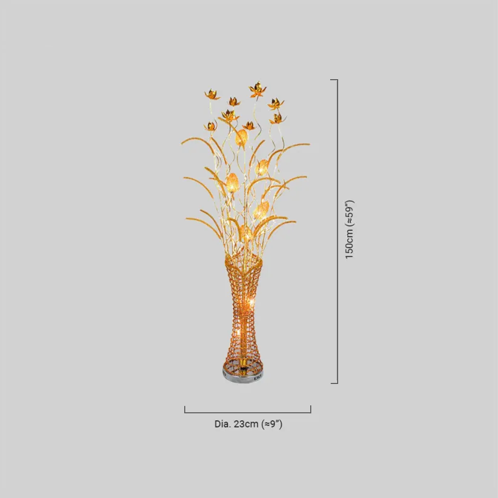 Art Deco Gold Floor Lamp Metal Vase Living Room-5