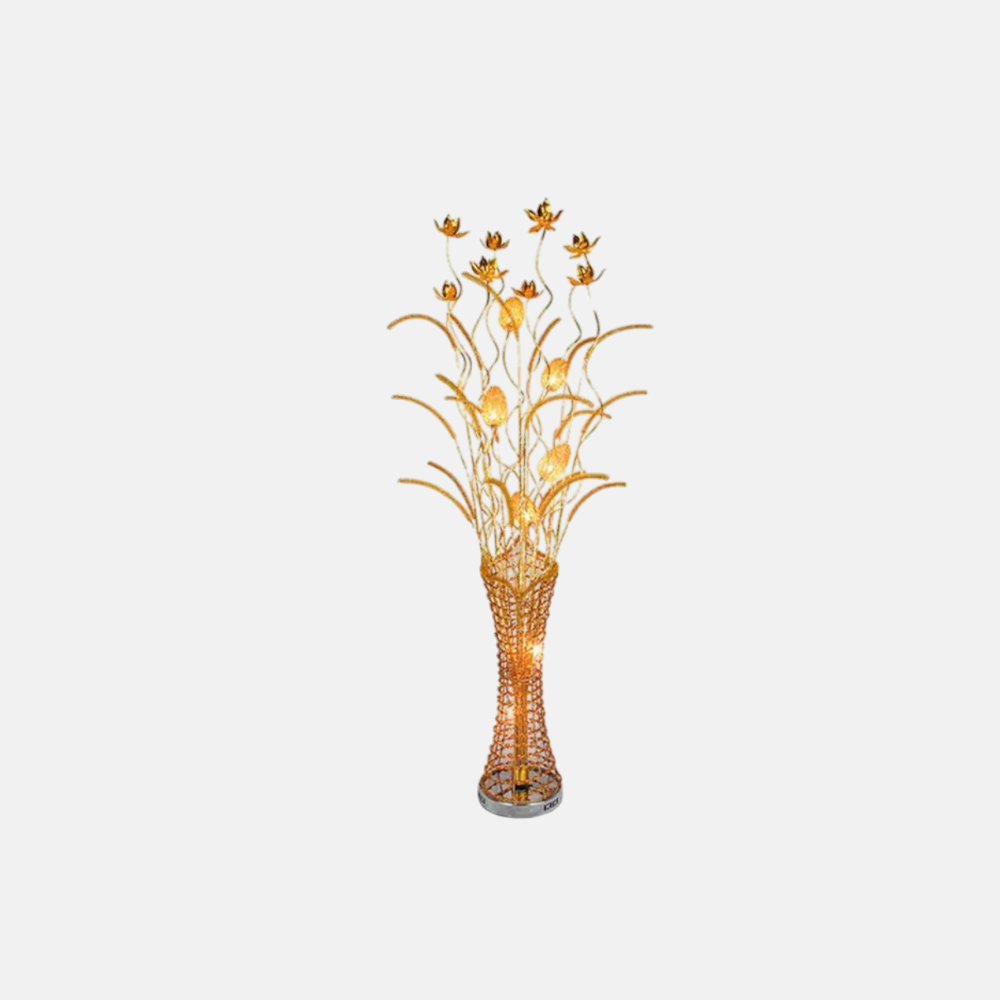 Art Deco Gold Floor Lamp Metal Vase Living Room-2