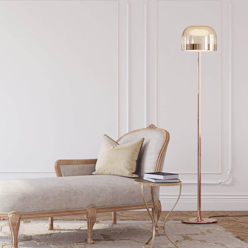 Minimalist Black/Gold Floor Lamp Acrylic/Glass Living Room-5
