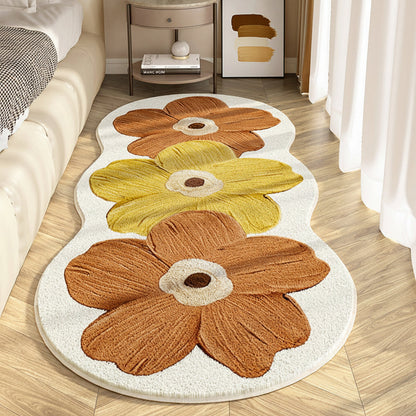 Plush Floral Shaggy Bedroom Area Rug Mat
