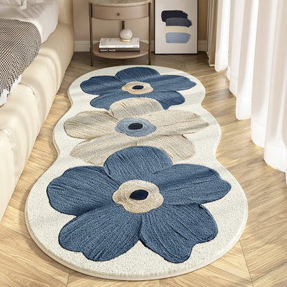 Plush Floral Shaggy Bedroom Area Rug Mat