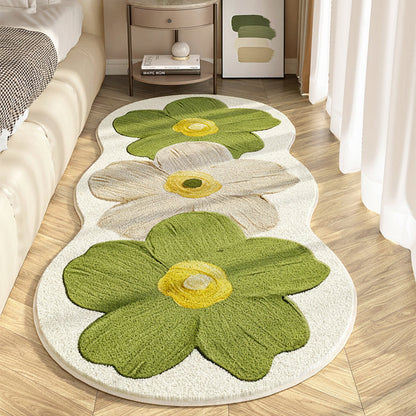Plush Floral Shaggy Bedroom Area Rug Mat