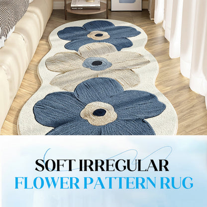Plush Floral Shaggy Bedroom Area Rug Mat