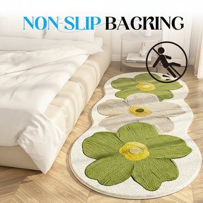 Plush Floral Shaggy Bedroom Area Rug Mat