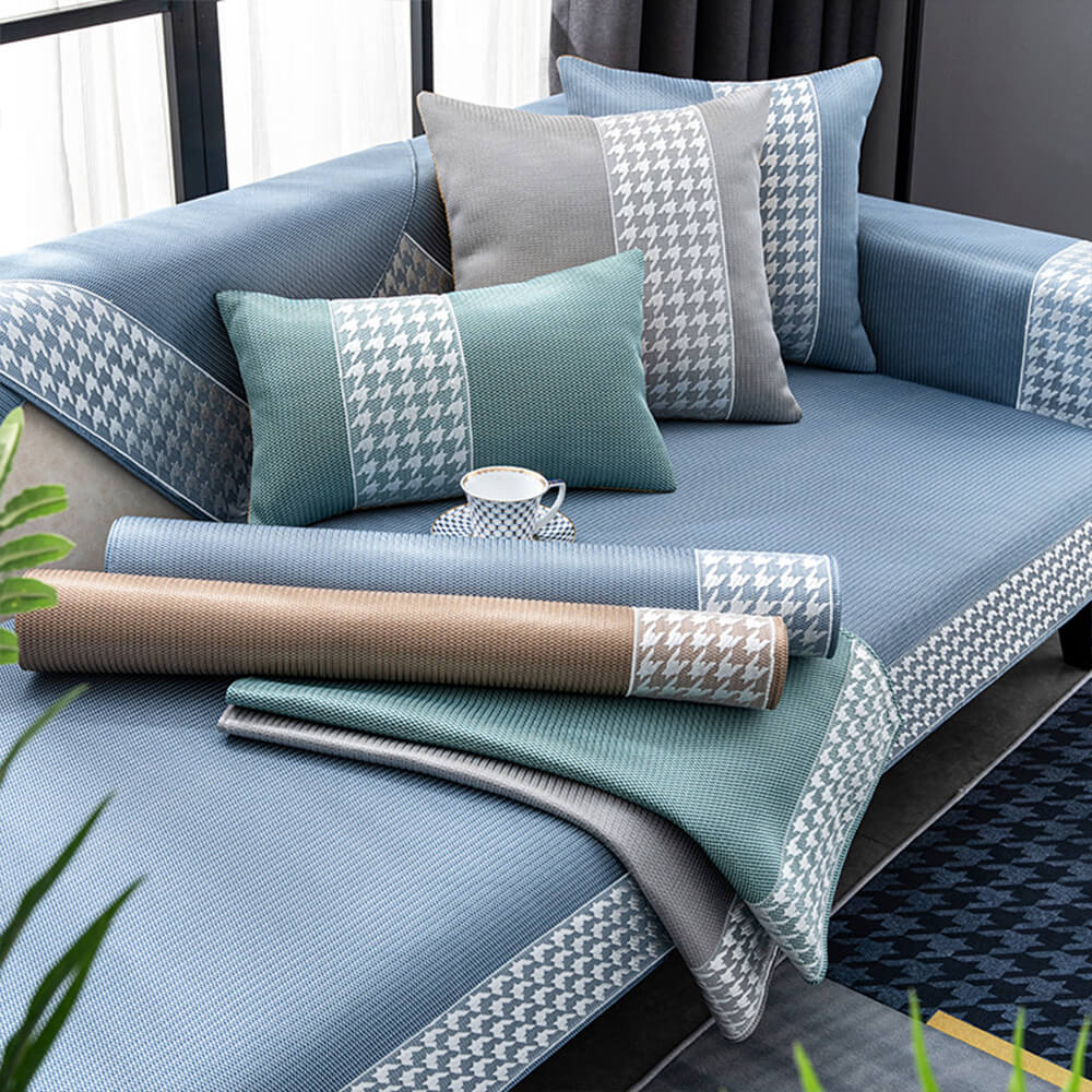Fresh Gray Patterned Sofa Slipcover